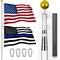 G128 Combo Pack: 20 Ft Telescoping Aluminum Flagpole (Silver) & American and Thin Blue Line Flags 3x5 Ft, Both StormFlyer Series Embroidered 220GSM Spun Polyester | Pole with Flags Included